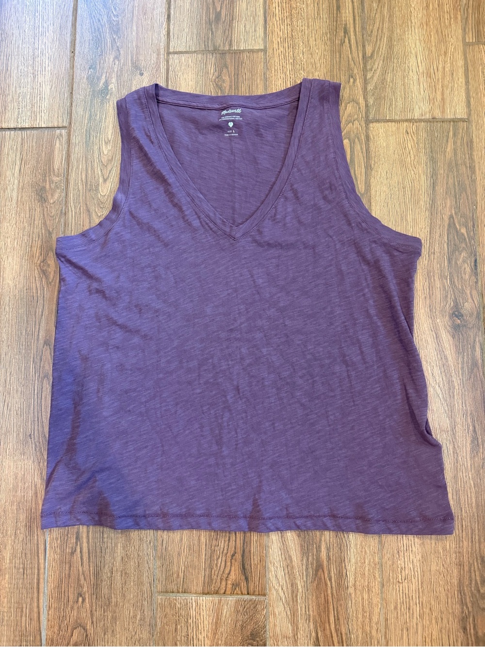 NWT Madewell Women’s Purple Cotton Knit V-Neck Tank Top Size L